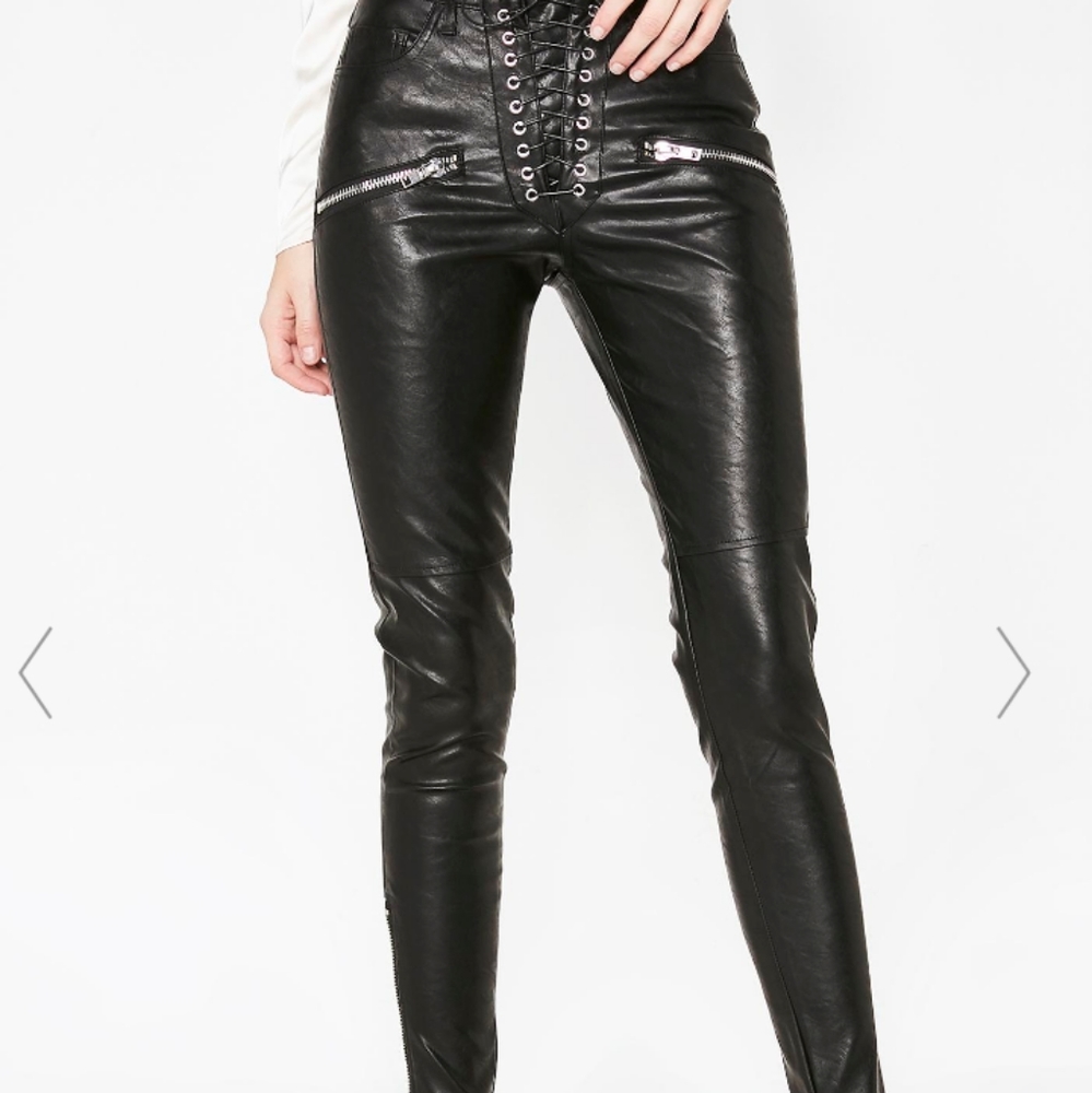 Current Mood Pandemonium Lace up leather pants
